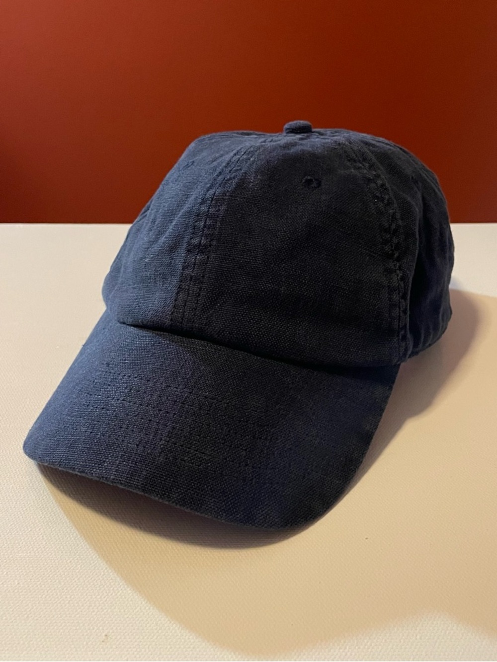 Faherty 100% Linen Embroidered Adjustable Strap NavyLightweight Unisex Hat Cap